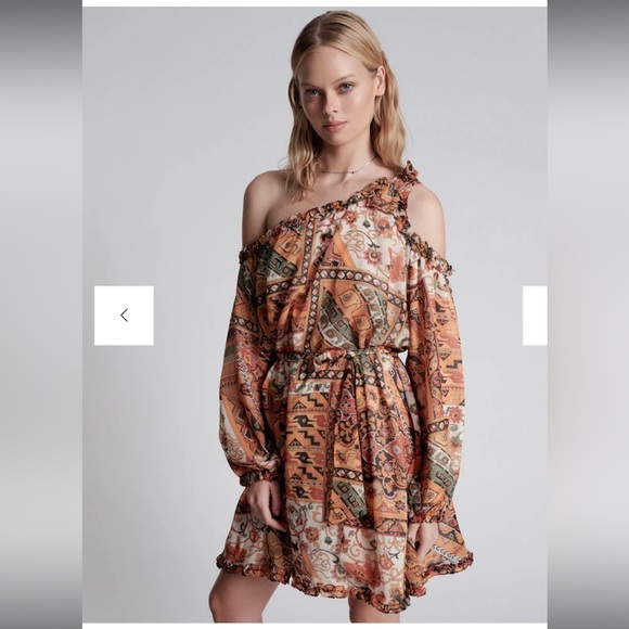 One Teaspoon BAZAAR PAISLEY ONE SHOULDER DRESS - Picture 3 of 8